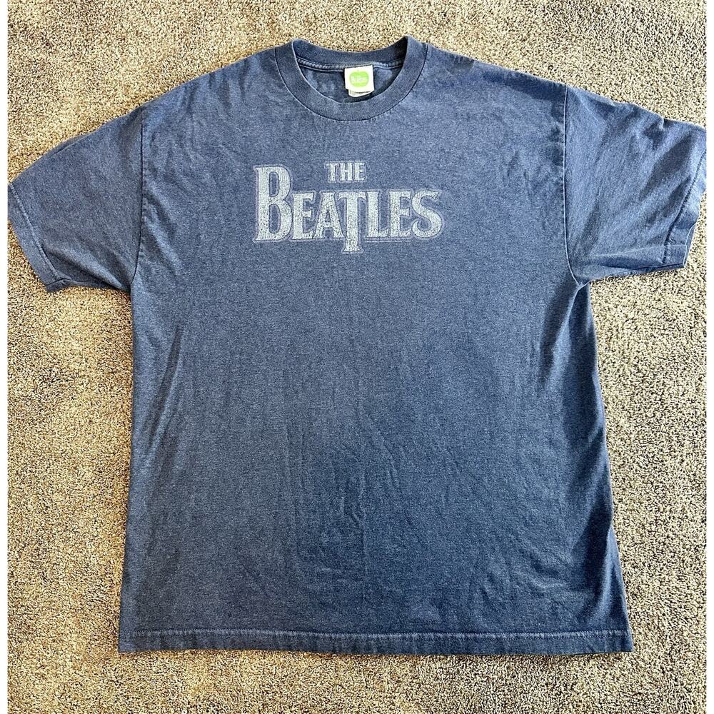 Vintage Beatles T Shirt Mens XL Short Sleeve Heather Blue Logo 2003 Band Y2K